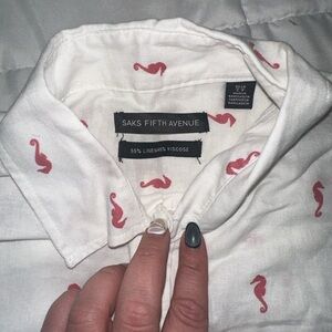 Men Saks Fifth Avenue Linen small button up